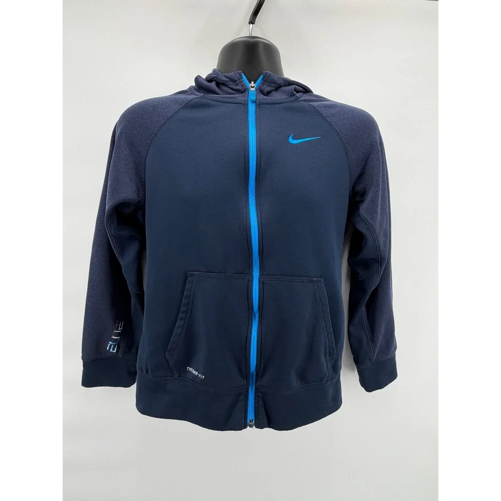 Nike Hoodie Boys XL Navy Blue Elite Therma-FIT Full Zip Fleece Jacket